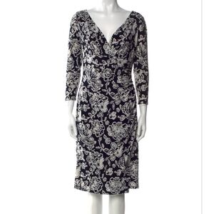 Lauren Ralph Lauren Black and White Floral Print Dress Size 4